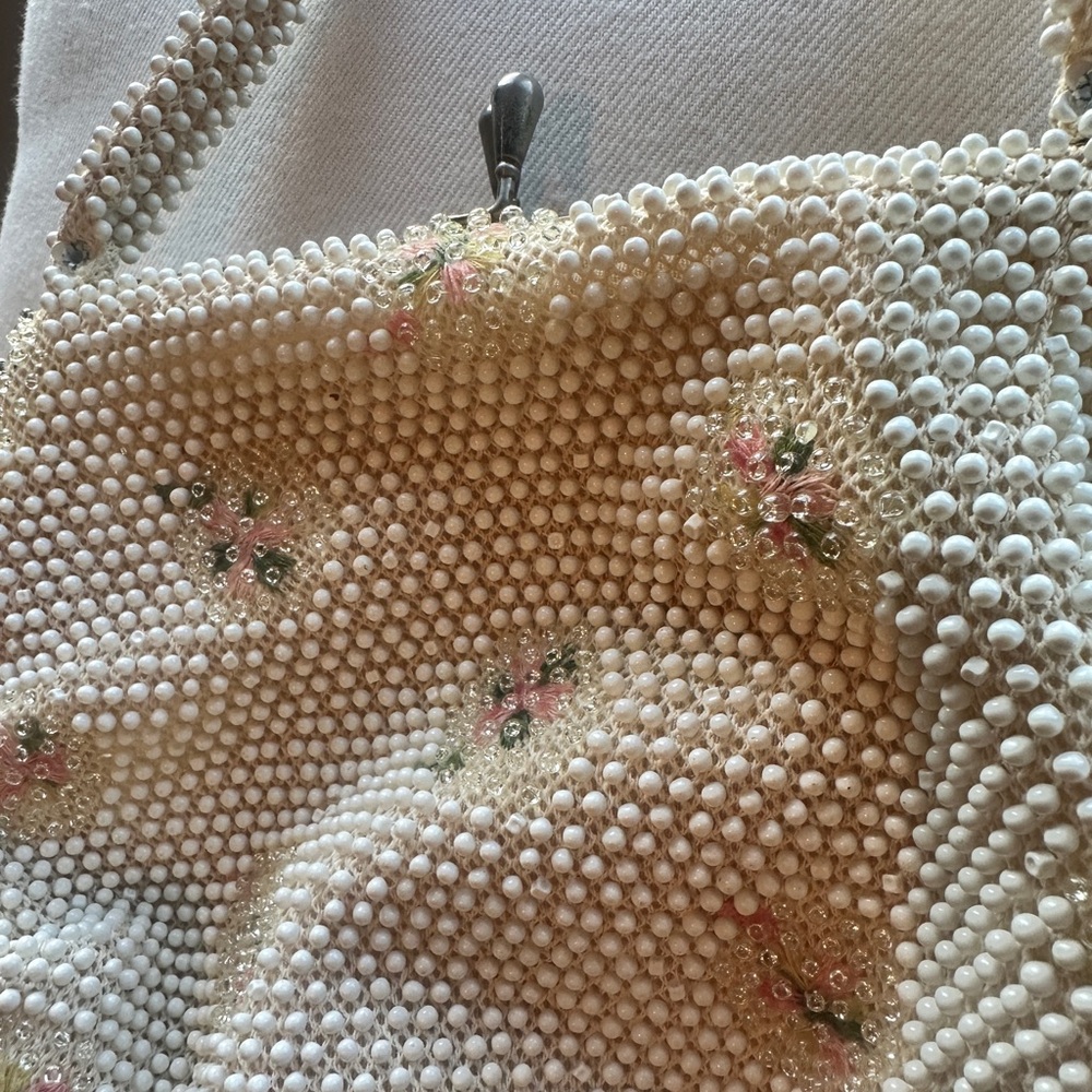 👜 Vintage Beaded Cordé Handbag – Made in Hong Kong 🌸